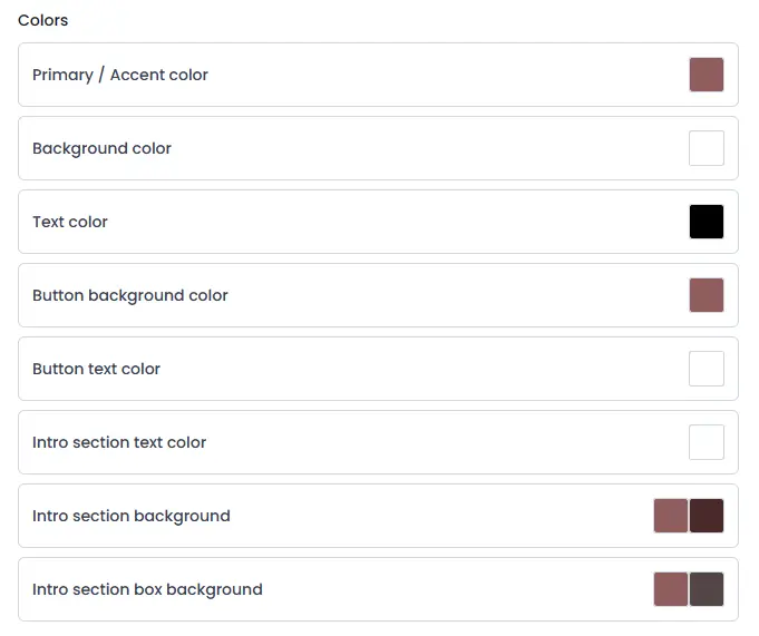 Additional colors on certain templates