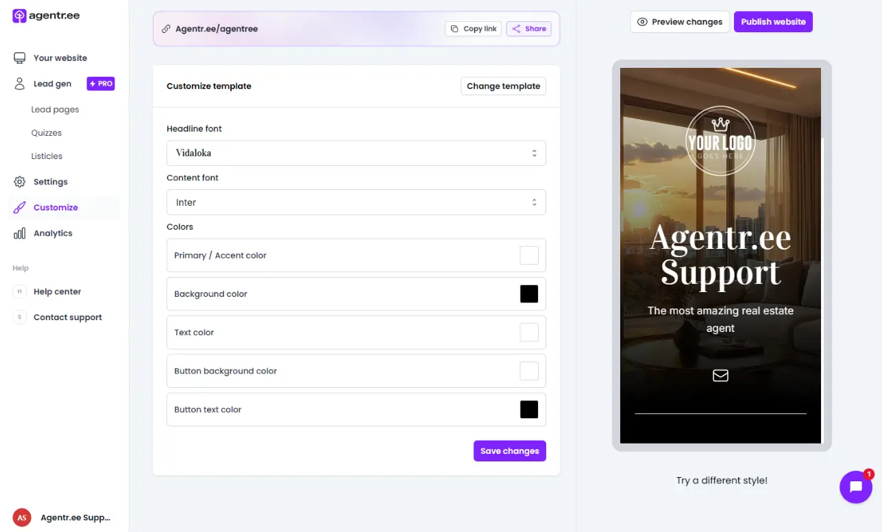 Customizing fonts & colors